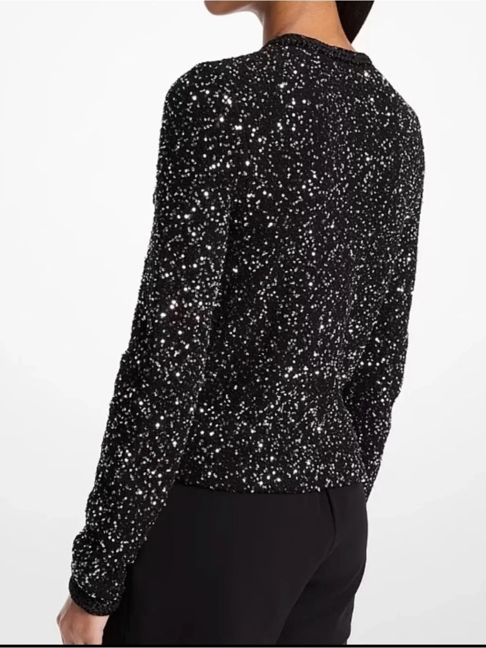 Gorgeous Michael Kors Sequined Metallic Stretch Knit Jacket - Size XL
